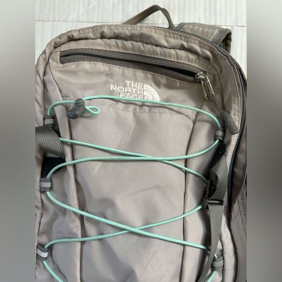 The North Face Gray Borealis Backpack with Green Accents - Picture 2 of 16